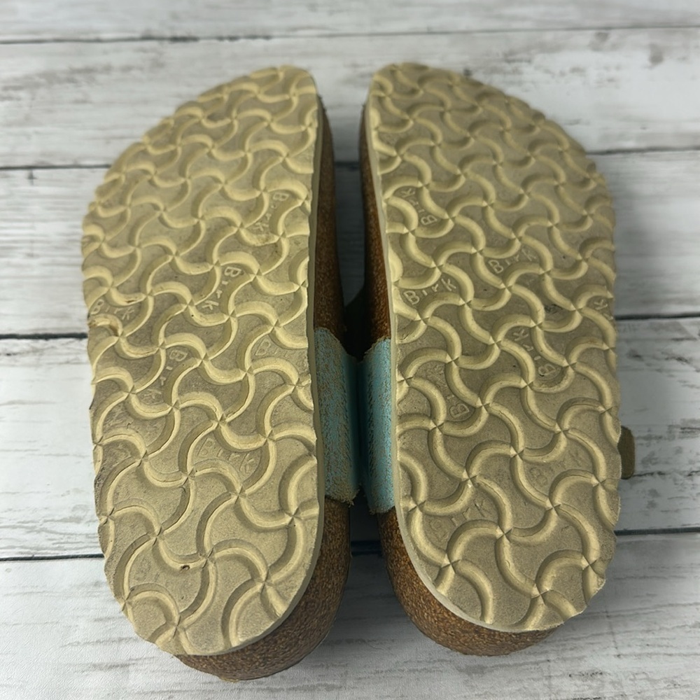 Birkenstock Women’s Gizeh Washed Metallic Aqua Thong Flip Flop Sandal Size 37 - Picture 3 of 5